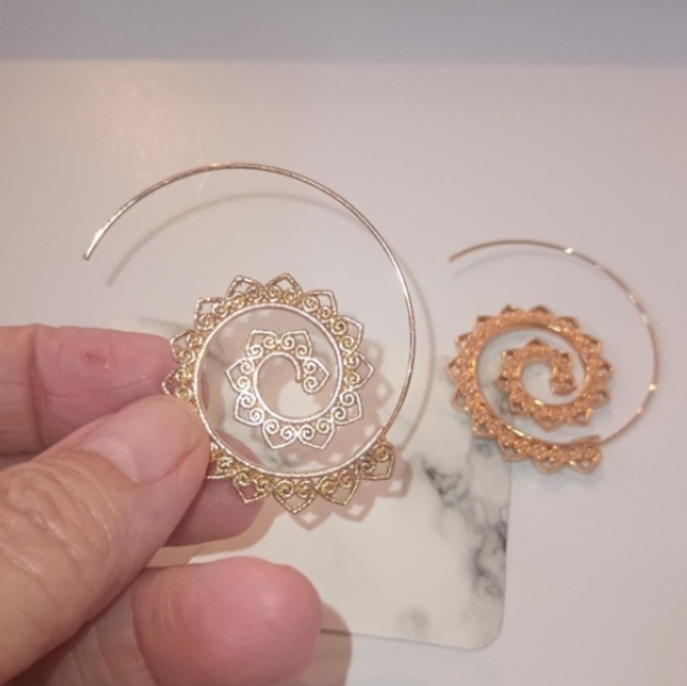 Spiral Hoop Earrings in Silver and Gold - Picture 11 of 16